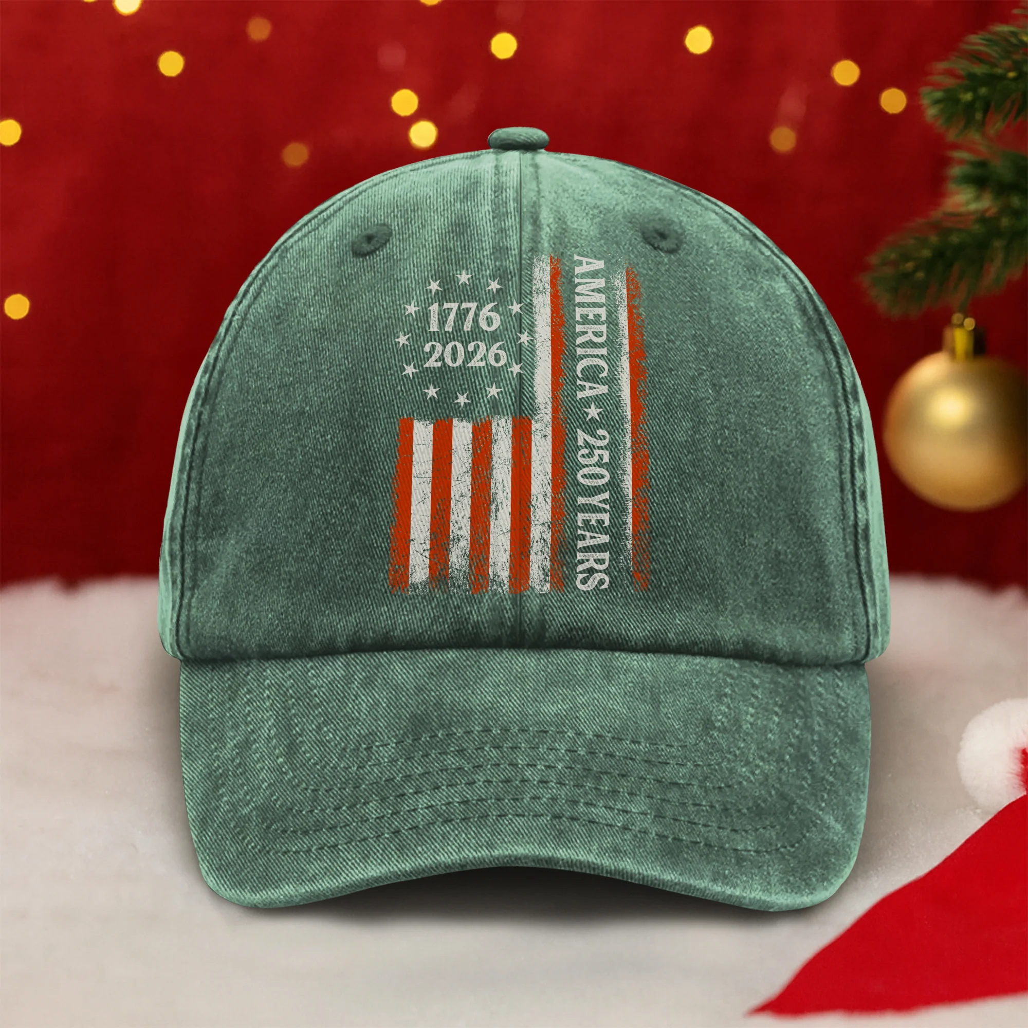 250 Years America Flag 250th Birthday 1776-2026 Washed Denim Baseball Cap HO82 894786 - Image 3