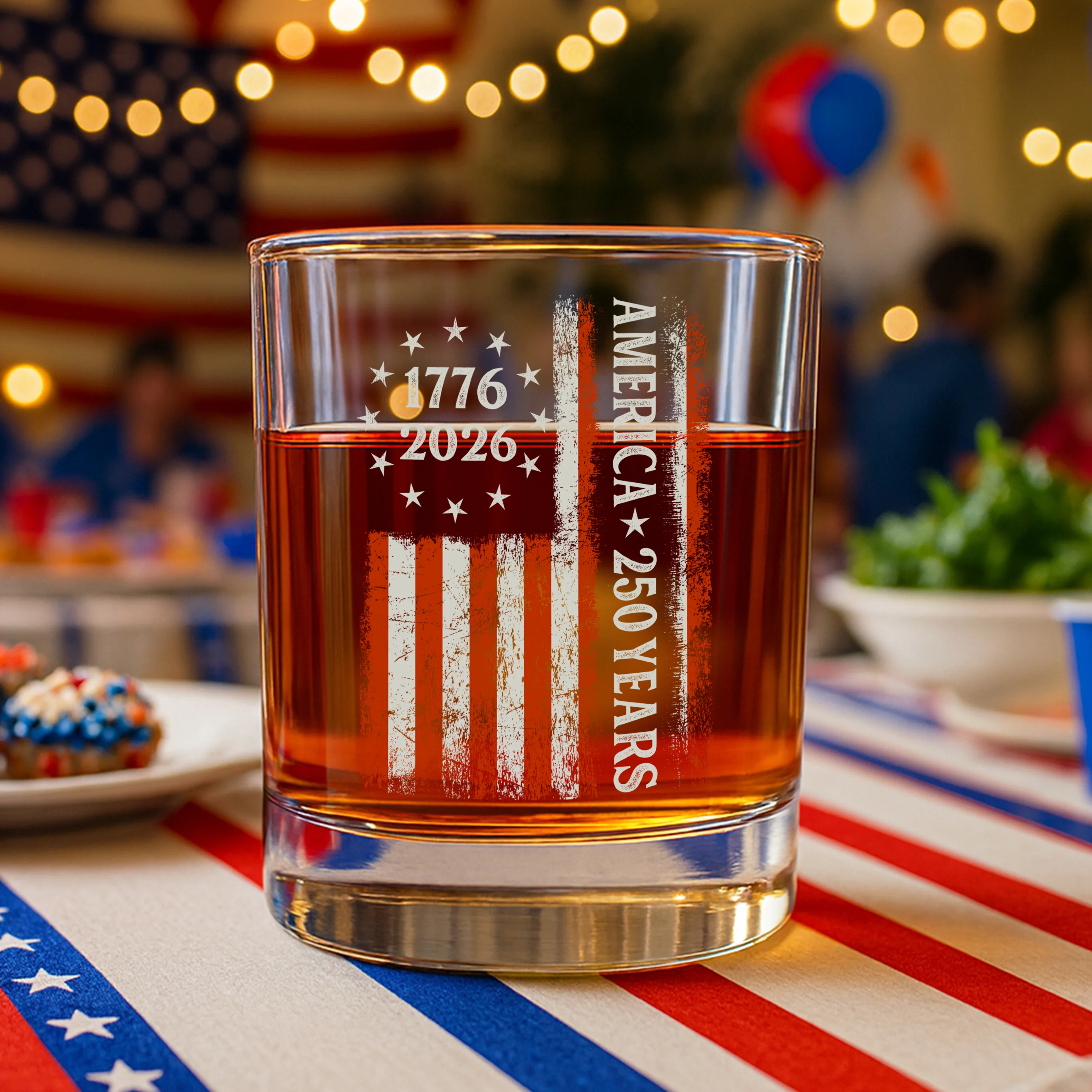 250 Years America Flag 250th Birthday 1776-2026 Whiskey Glass HO82 894784 - Image 4