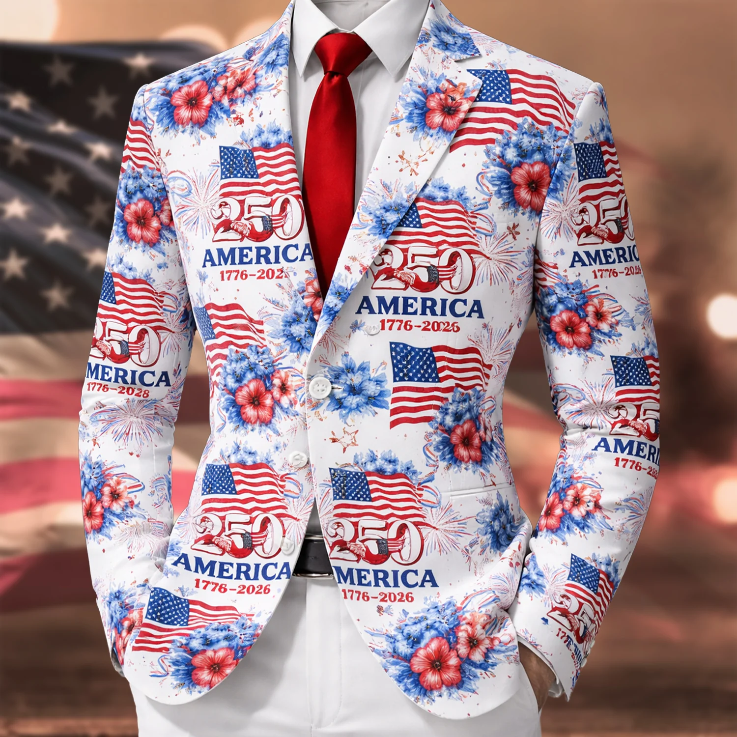 250 Years Anniversary America 1776-2026 Patriotic Men's Suit HO82 901682 - Image 5