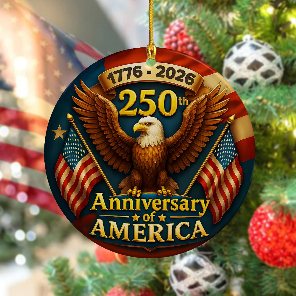 250 years of America Eagle & Flag 2D Ceramic Ornament HO82 900348 - Image 2