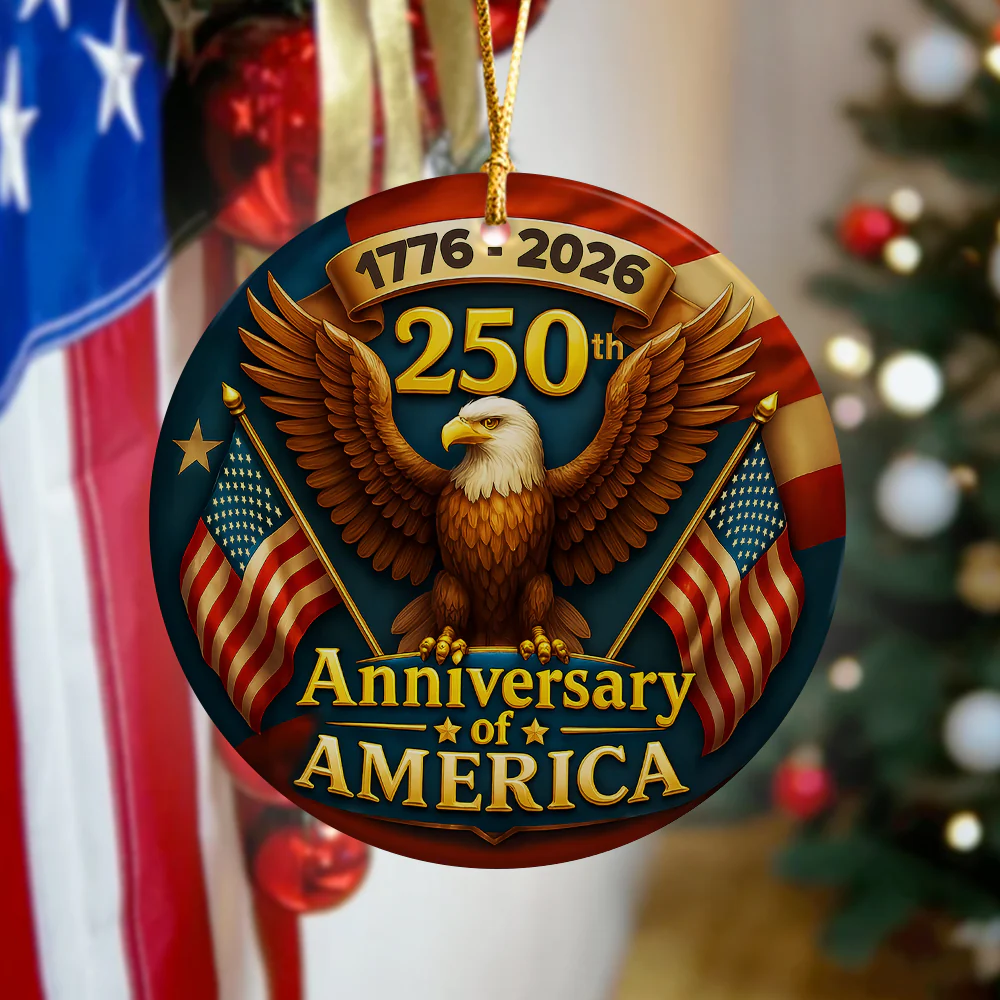 250 years of America Eagle & Flag 2D Ceramic Ornament HO82 900348 - Image 3