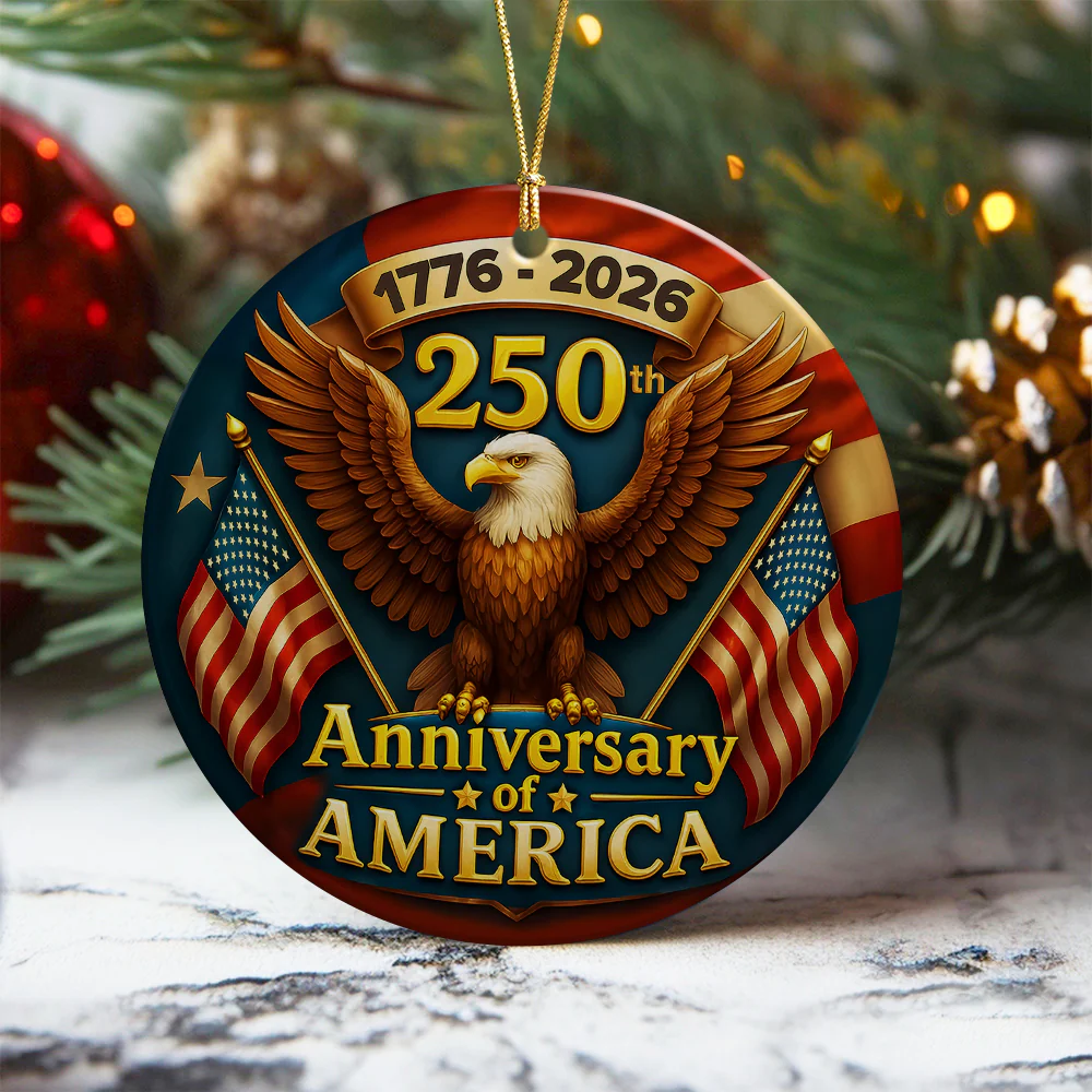 250 years of America Eagle & Flag 2D Ceramic Ornament HO82 900348 - Image 5