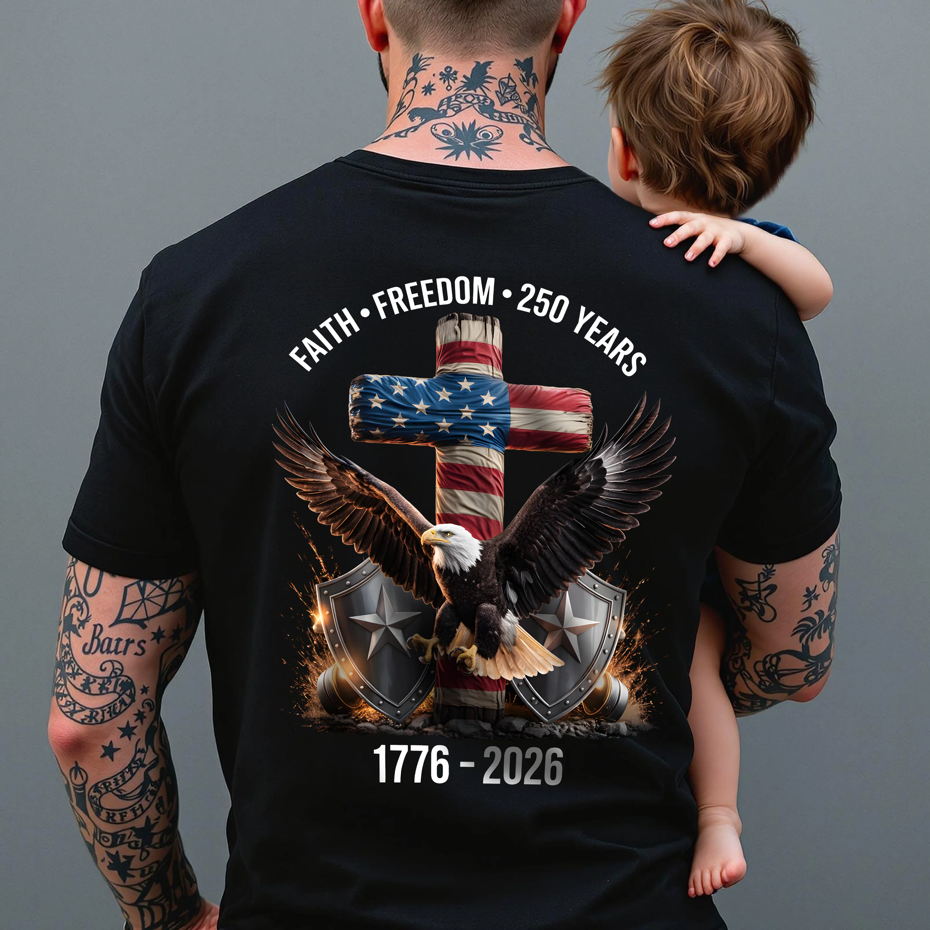 250 Years of Freedom 1776 - 2026 Eagle Patriotic Backside Shirt HO82 901224 - Image 2