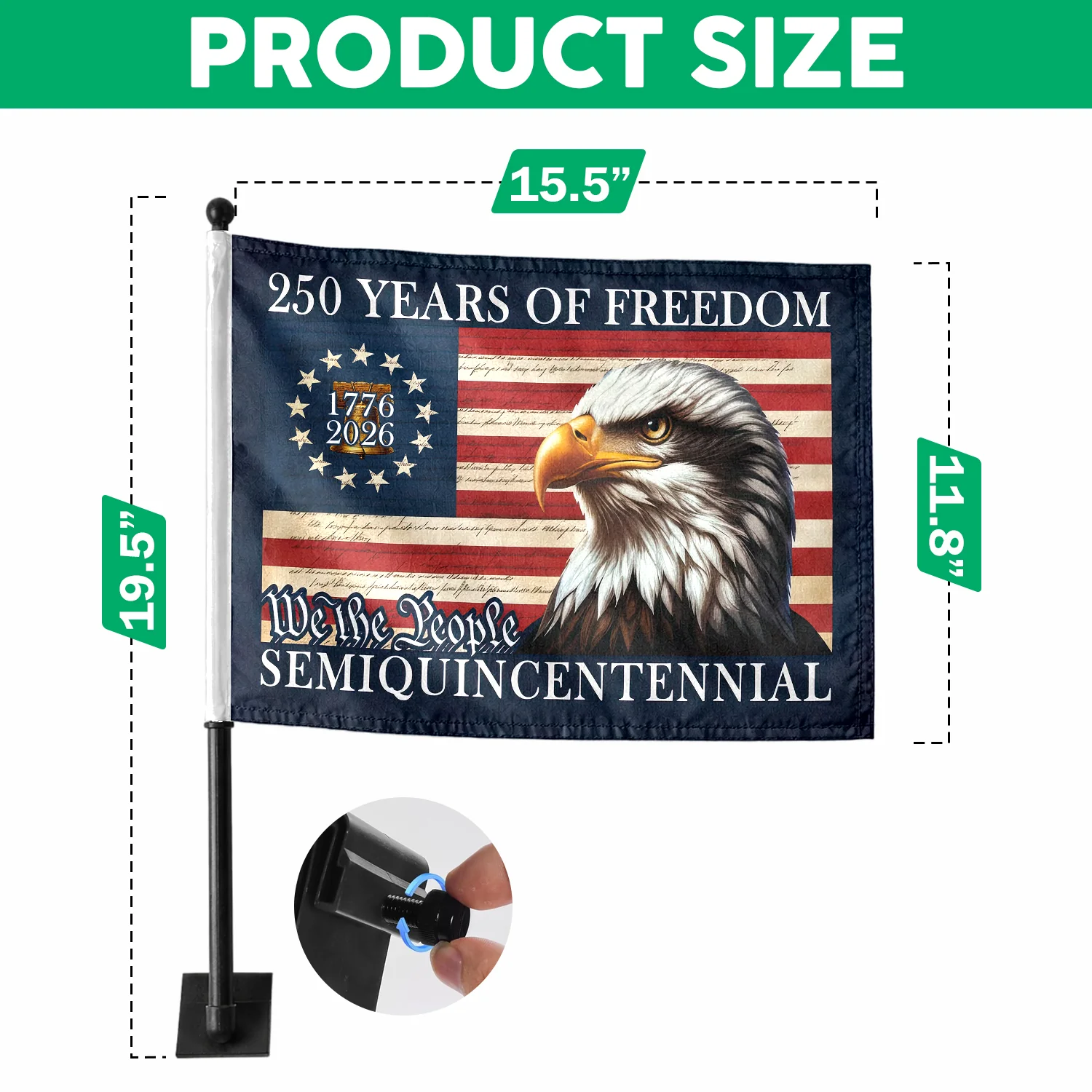 250 Years of Freedom American, Patriotic Eagle American Car Flag HO82 900930 - Image 5