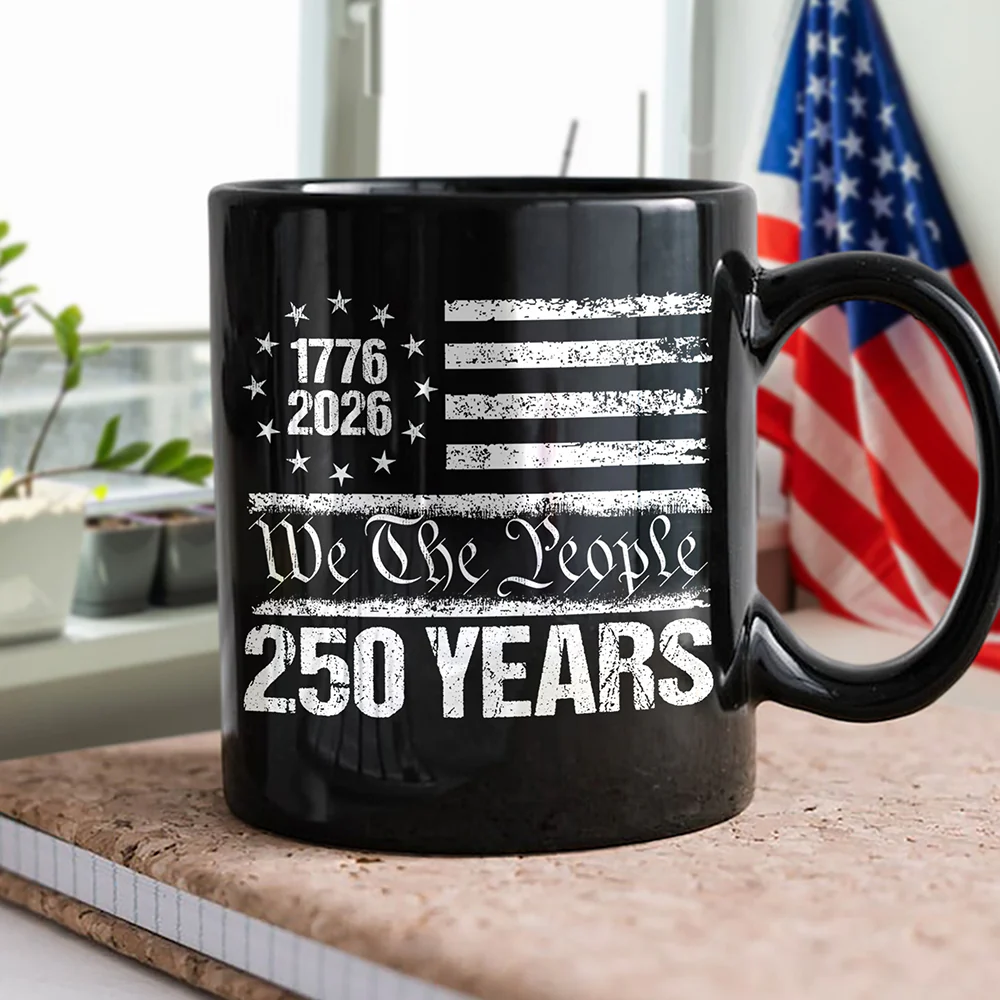 250 Years USA 250th Birthday 1776-2026 Eagle Flag Black Mug HO82 894578 - Image 2