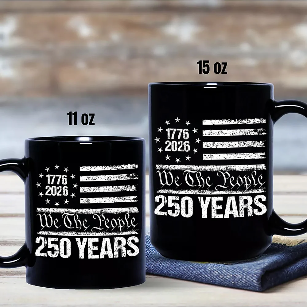 250 Years USA 250th Birthday 1776-2026 Eagle Flag Black Mug HO82 894578 - Image 7