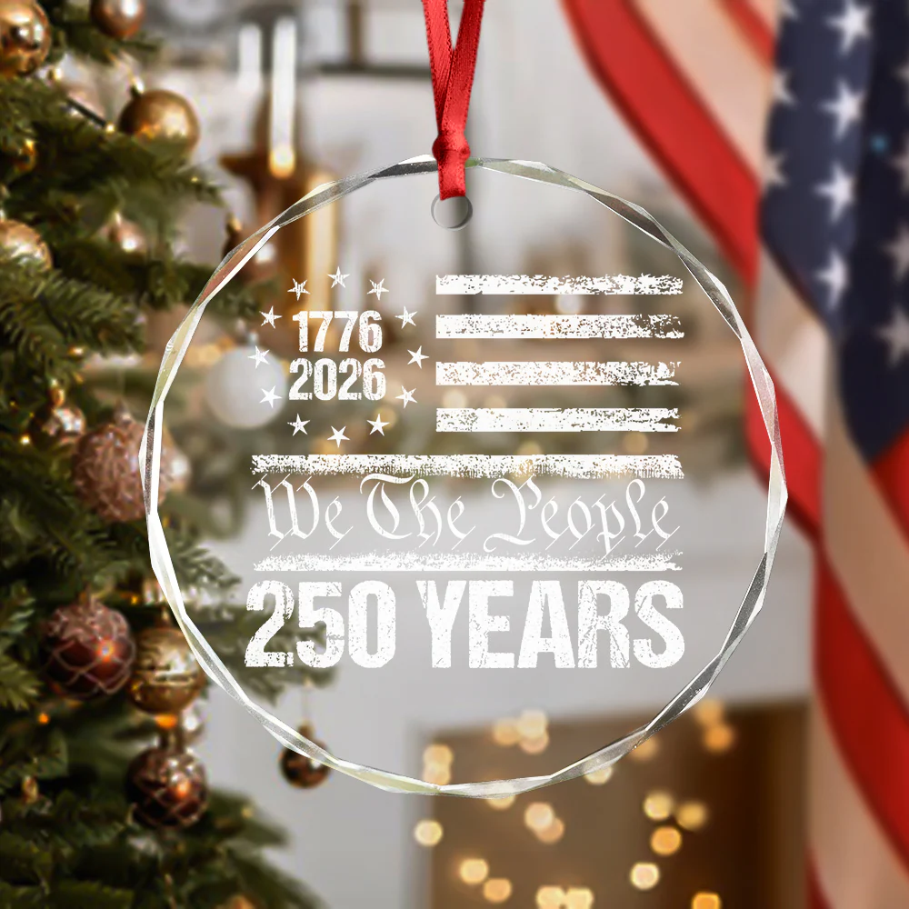 250 Years USA 250th Birthday 1776-2026 Eagle Flag Glass Ornament HO82 894570 - Image 3