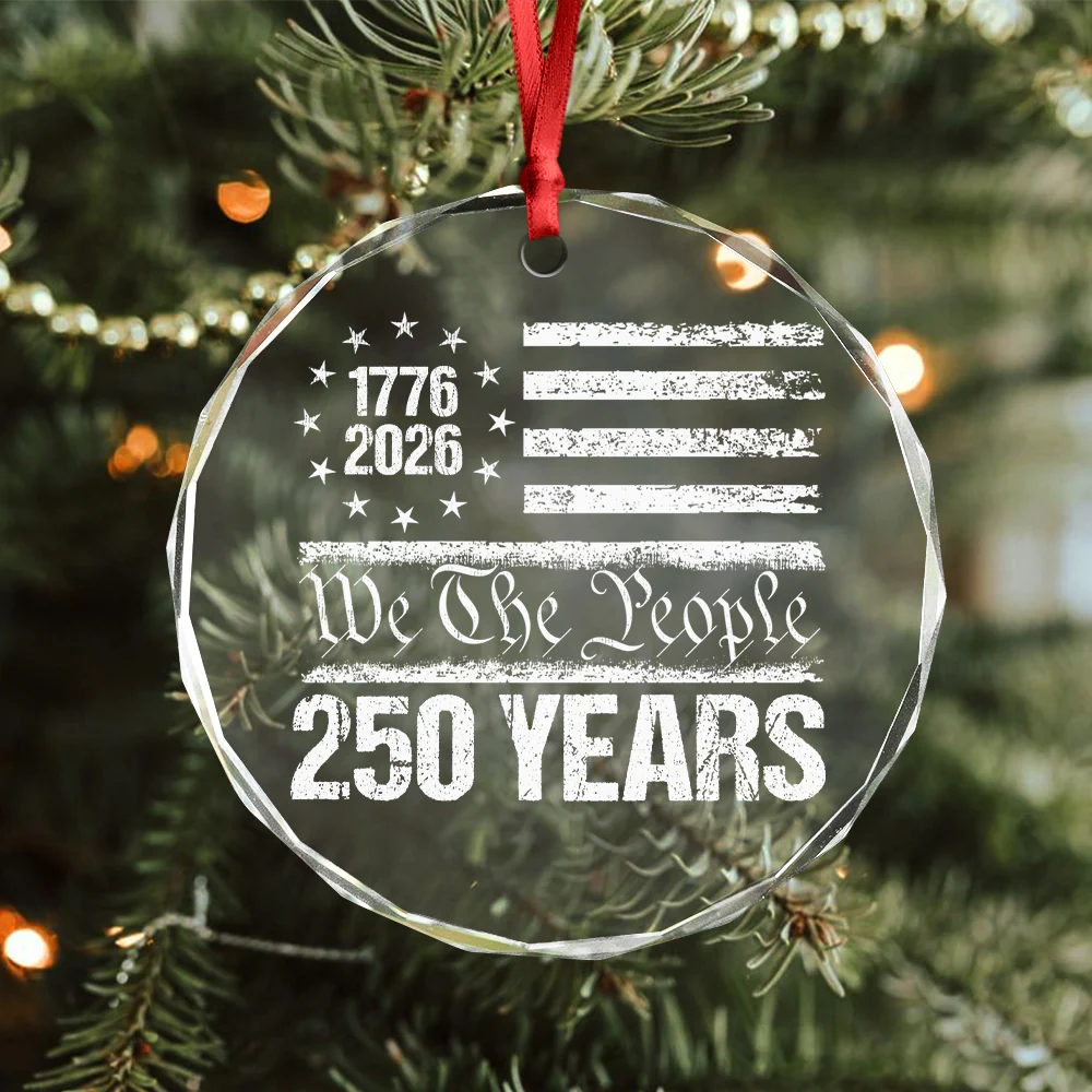 250 Years USA 250th Birthday 1776-2026 Eagle Flag Glass Ornament HO82 894570 - Image 4