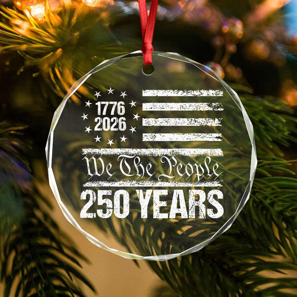 250 Years USA 250th Birthday 1776-2026 Eagle Flag Glass Ornament HO82 894570 - Image 5