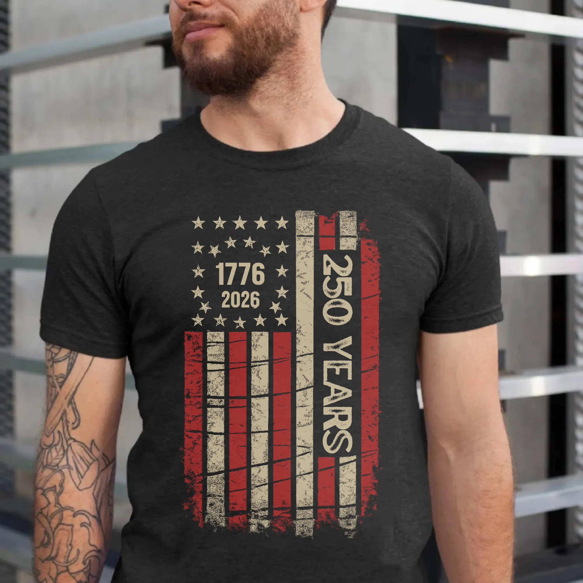 250th America Anniversary Vintage USA Flag Dark Shirt HO82 902754 - Image 3