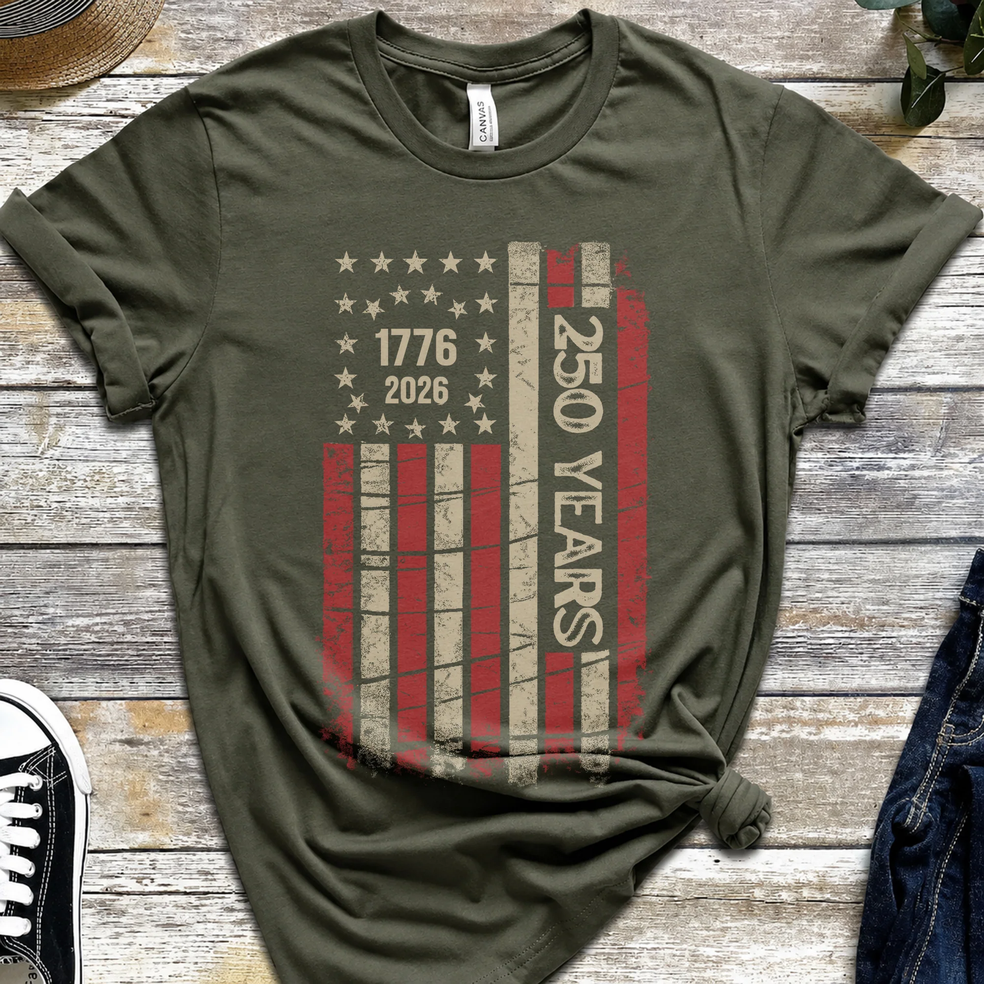 250th America Anniversary Vintage USA Flag Dark Shirt HO82 902754 - Image 4