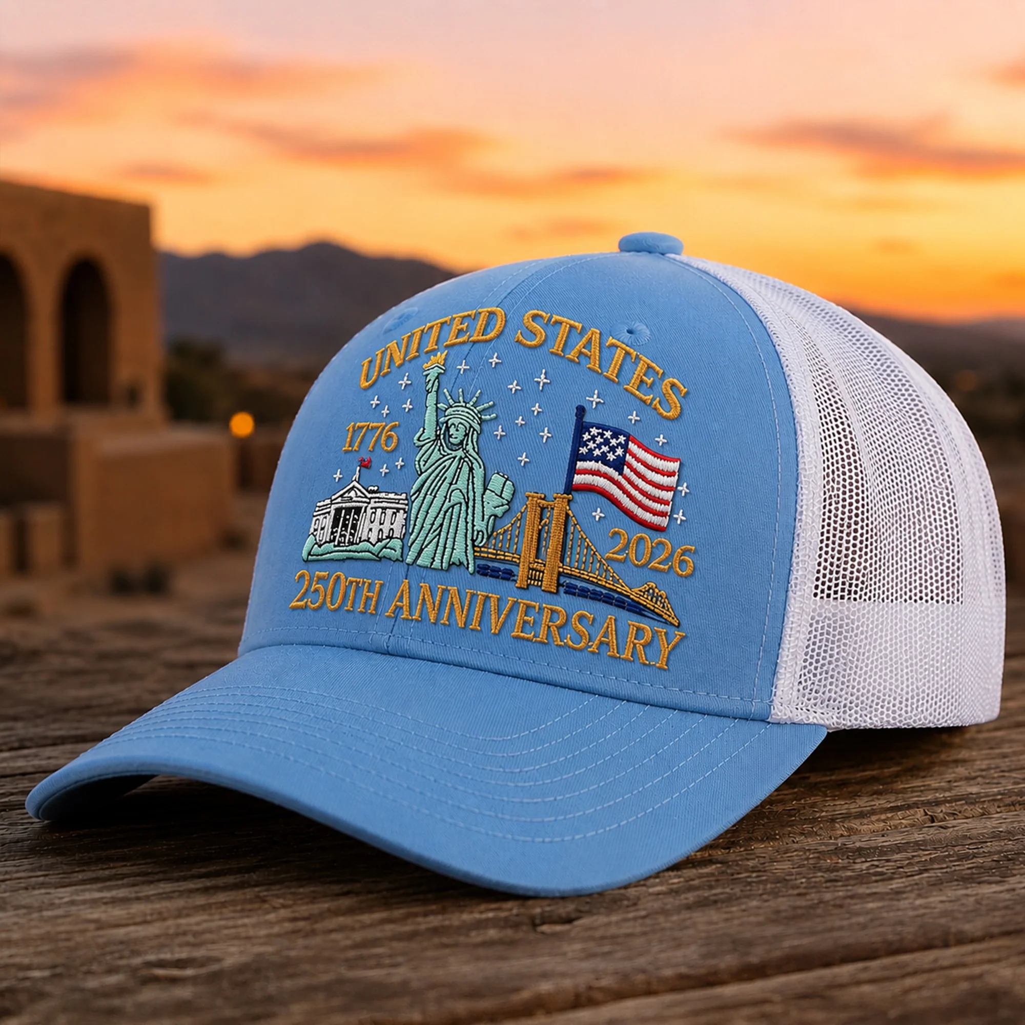 250th Anniversary USA Hat USA Patriotic Embroidered Trucker Hat HO82 902874 - Image 4