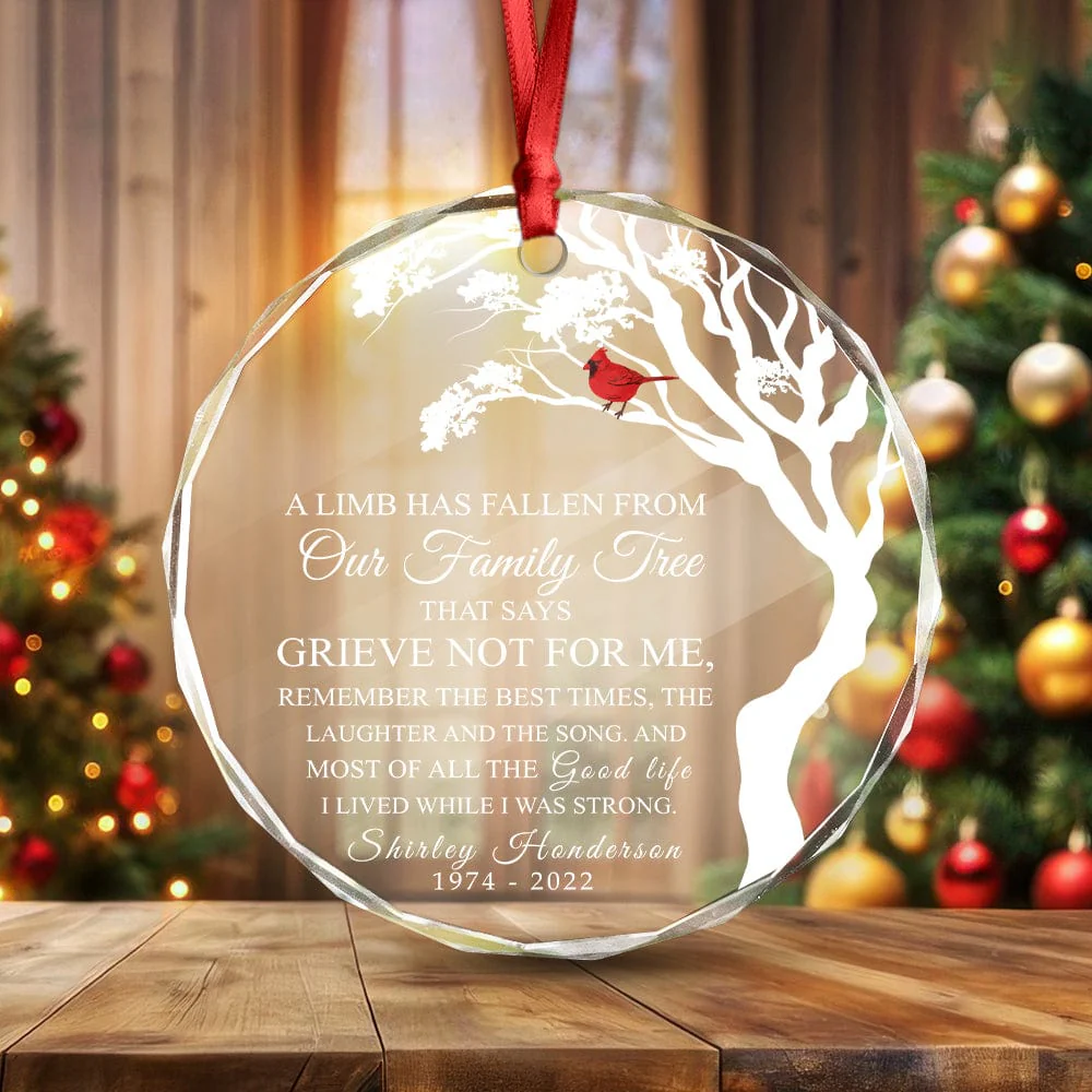 A Limb Has Fallen Family Tree Memorial Glass Circle Ornament HO82 893090 - Image 3