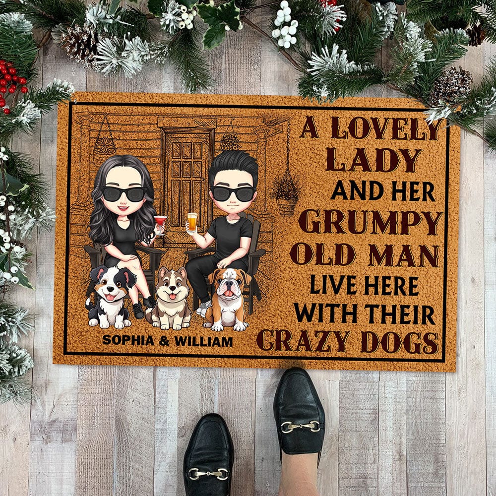 A Lovely Lady And A Grumpy Old Man Live Here For Dog Lovers Doormat Personalized Gift DA199 890208 - Image 3