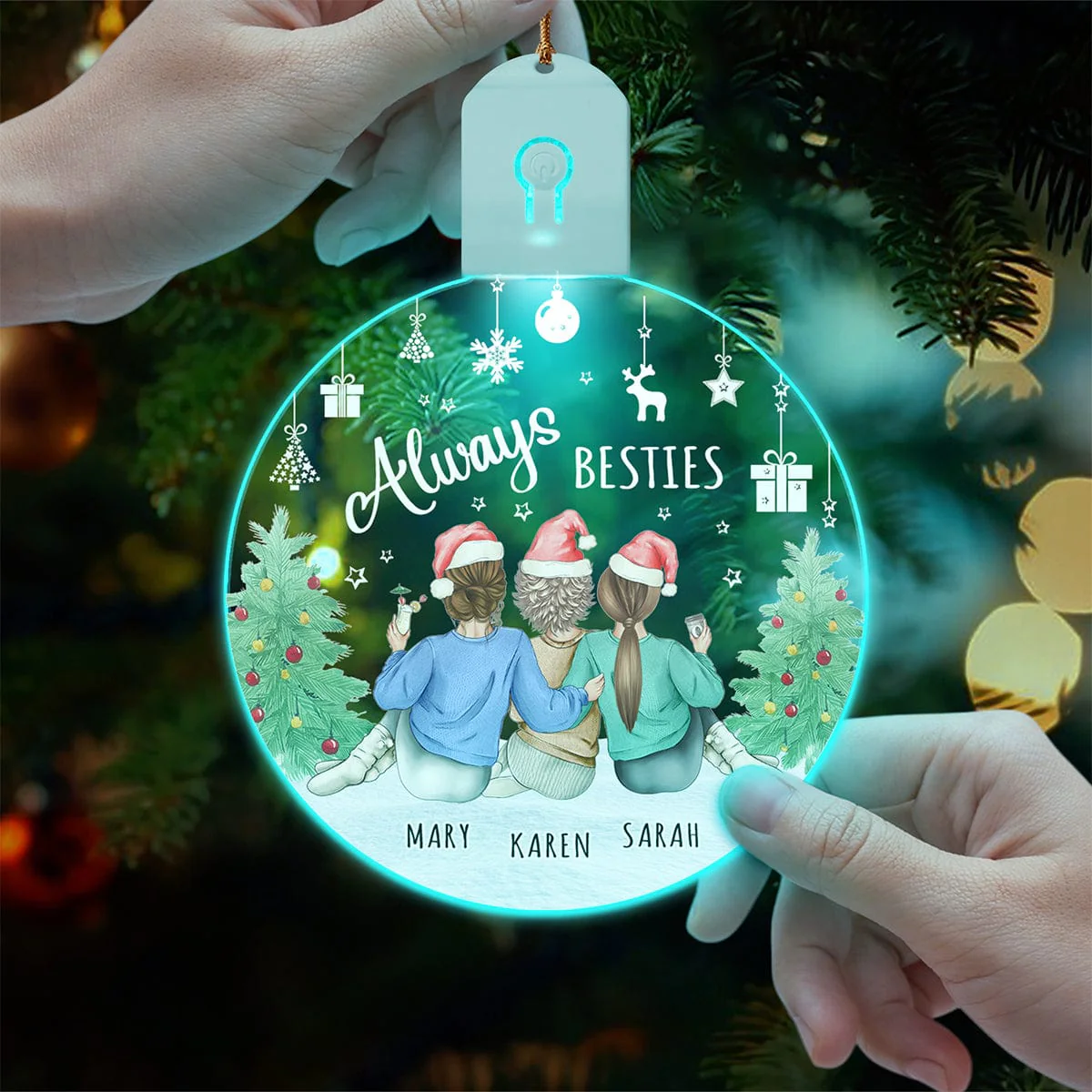 Always Besties Circle Led Acrylic Ornament For Besties Personalized Gift HO82 893274
