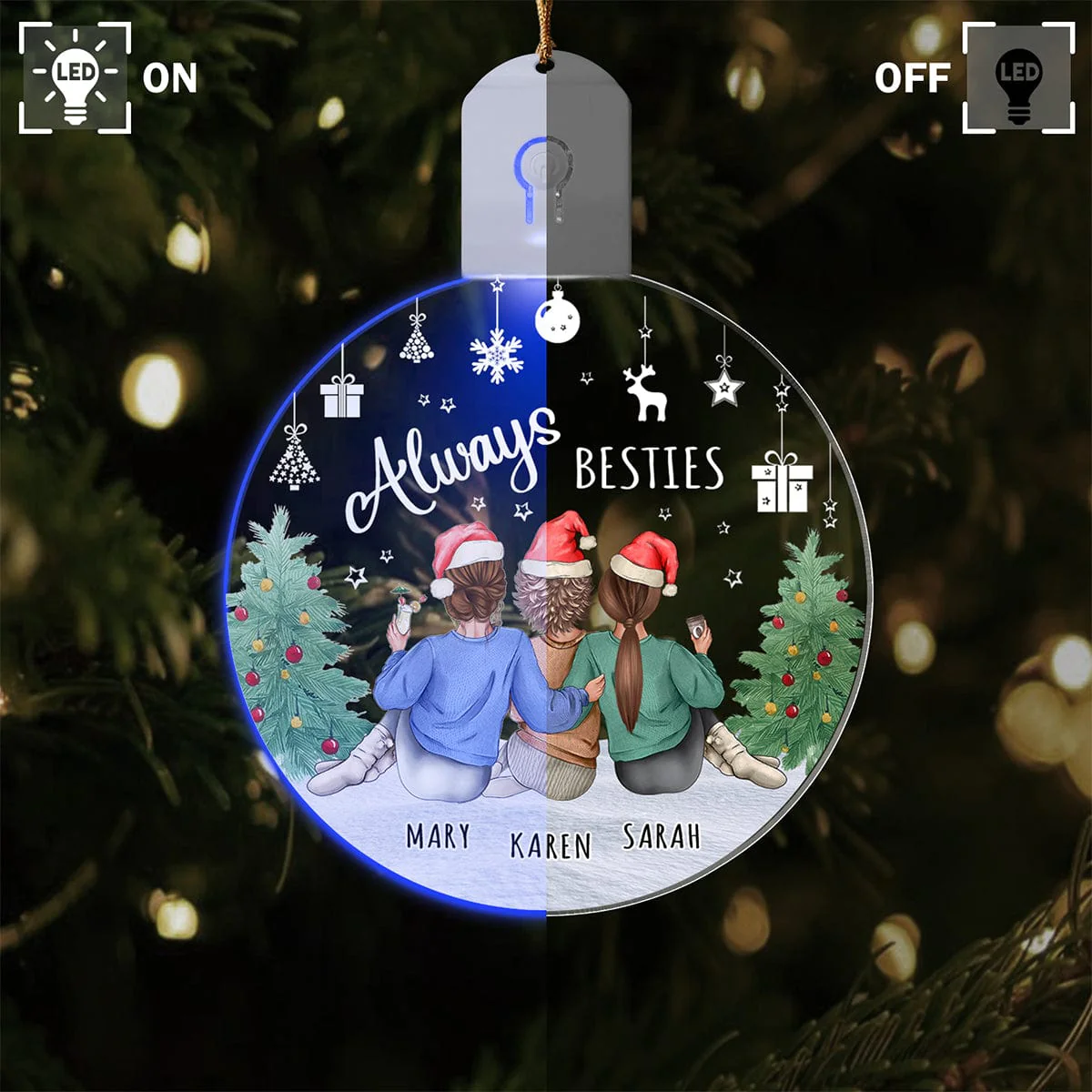 Always Besties Circle Led Acrylic Ornament For Besties Personalized Gift HO82 893274 - Image 4