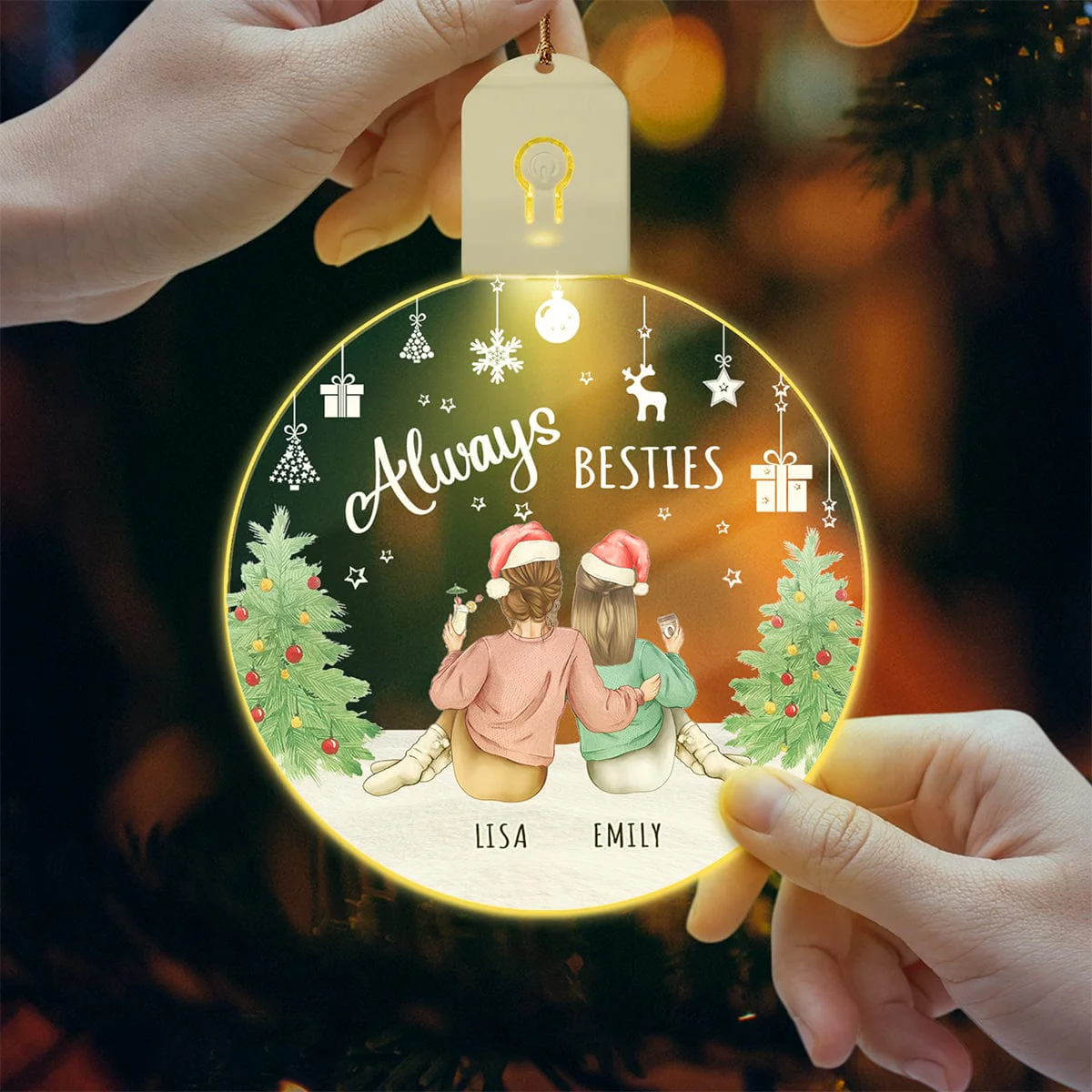 Always Besties Circle Led Acrylic Ornament For Besties Personalized Gift HO82 893274 - Image 6