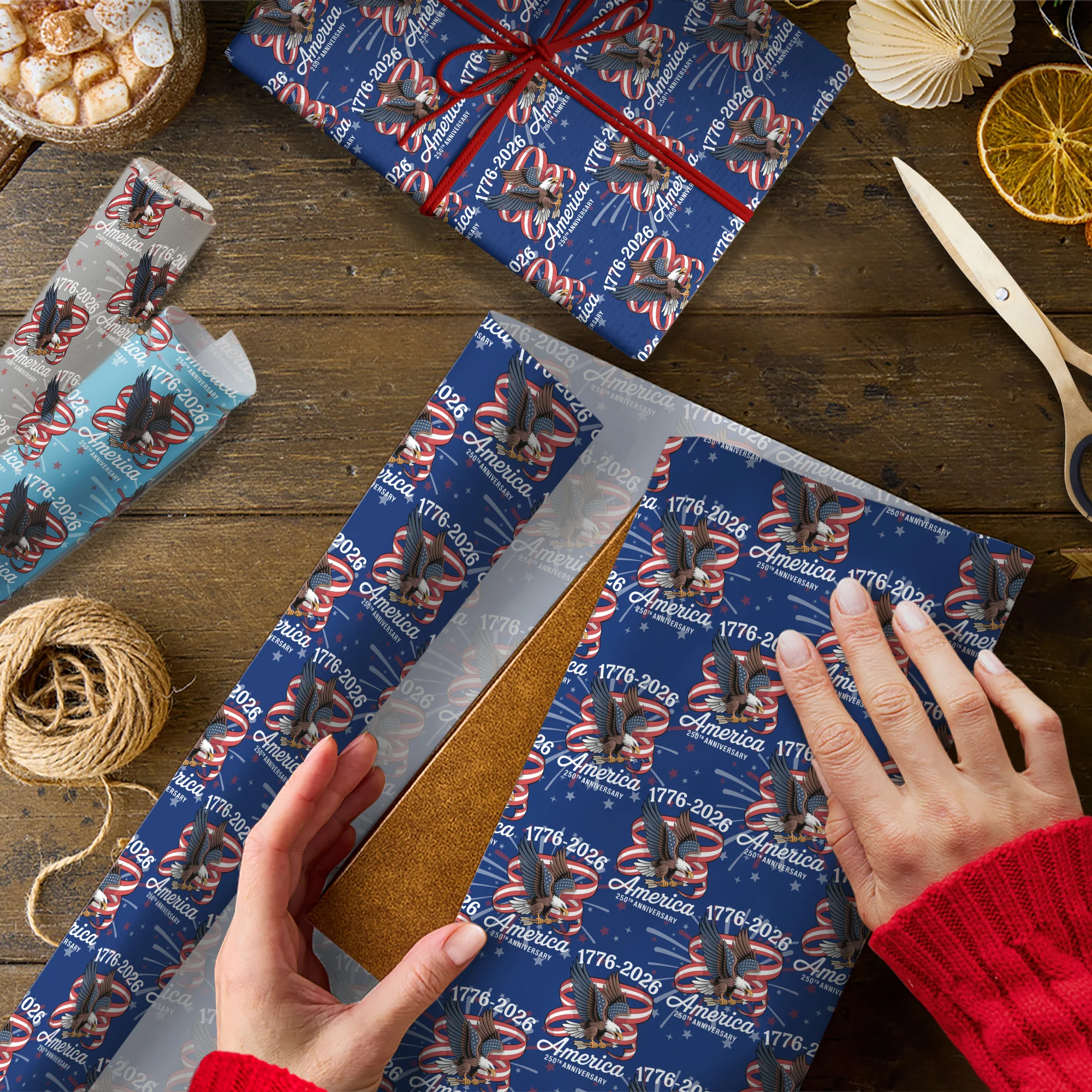 America 250Th Anniversary 1776-2026 Eagle Us Flag Wrapping Paper HO82 900612 - Image 3