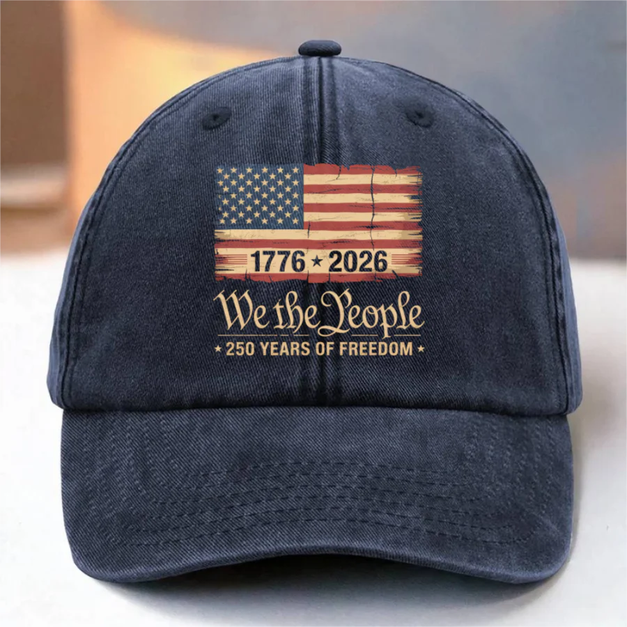 America 250th Birthday US Flag 250 Years We The People Washed Denim Baseball Cap HO82 894634 - Image 8
