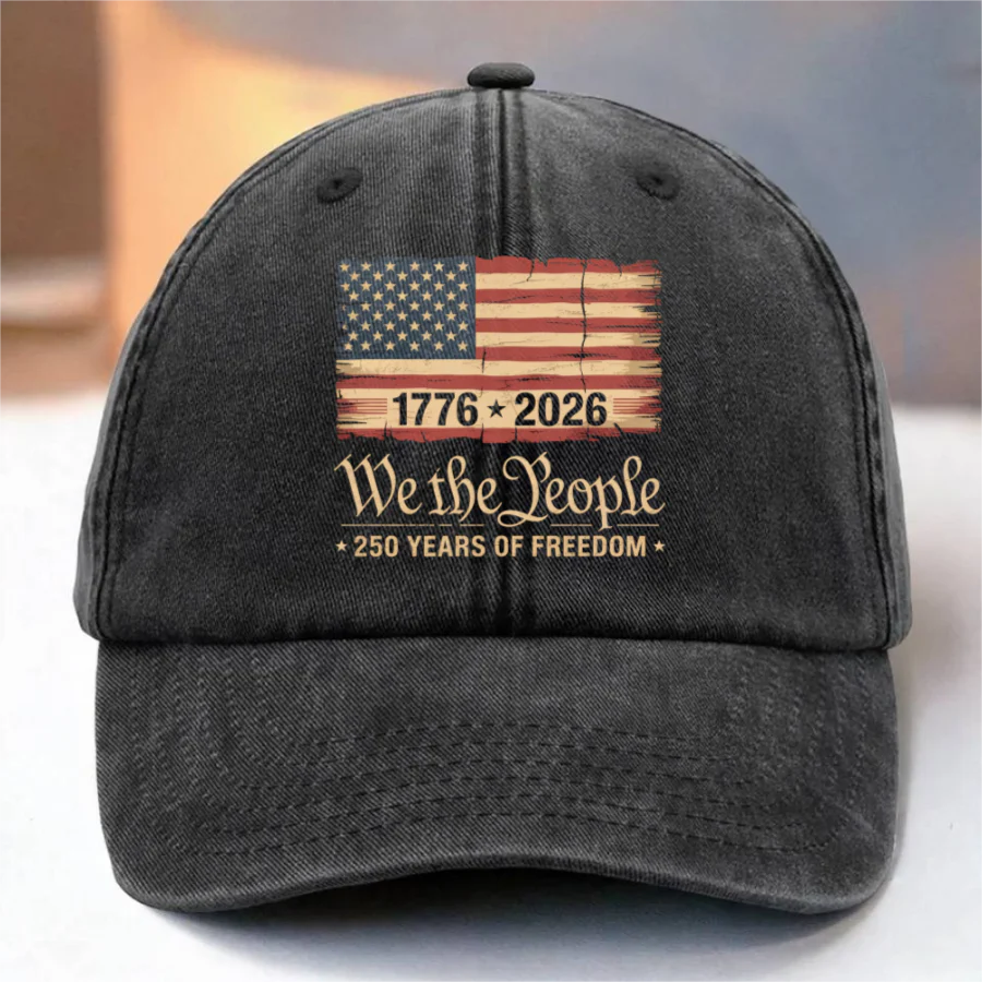 America 250th Birthday US Flag 250 Years We The People Washed Denim Baseball Cap HO82 894634 - Image 9