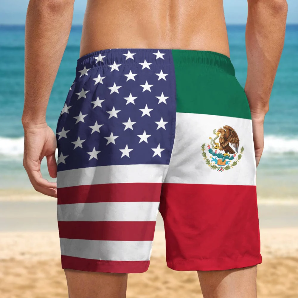 American Mexican Flag Men's Beach Short K228 889196 - Image 4