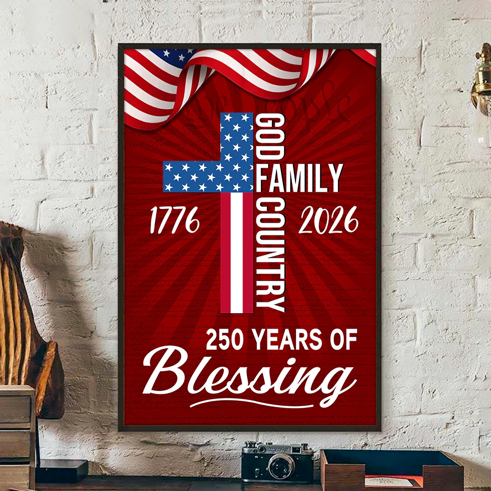 American Patriotic Canvas, 250 Years of Blessing God 1776 2026 Canvas Poster HO82 901440 - Image 3