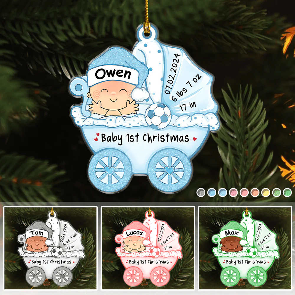 Baby First Christmas Baby Stroller Acrylic Ornament Personalized Gift HO82 890472 - Image 2