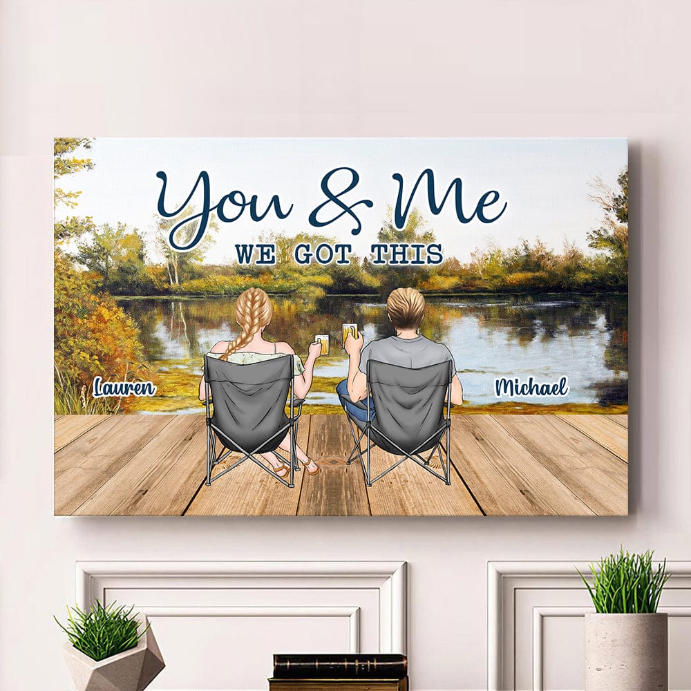 Back View Couple Sitting Beach Landscape Canvas Personalized Gift DA199 889968