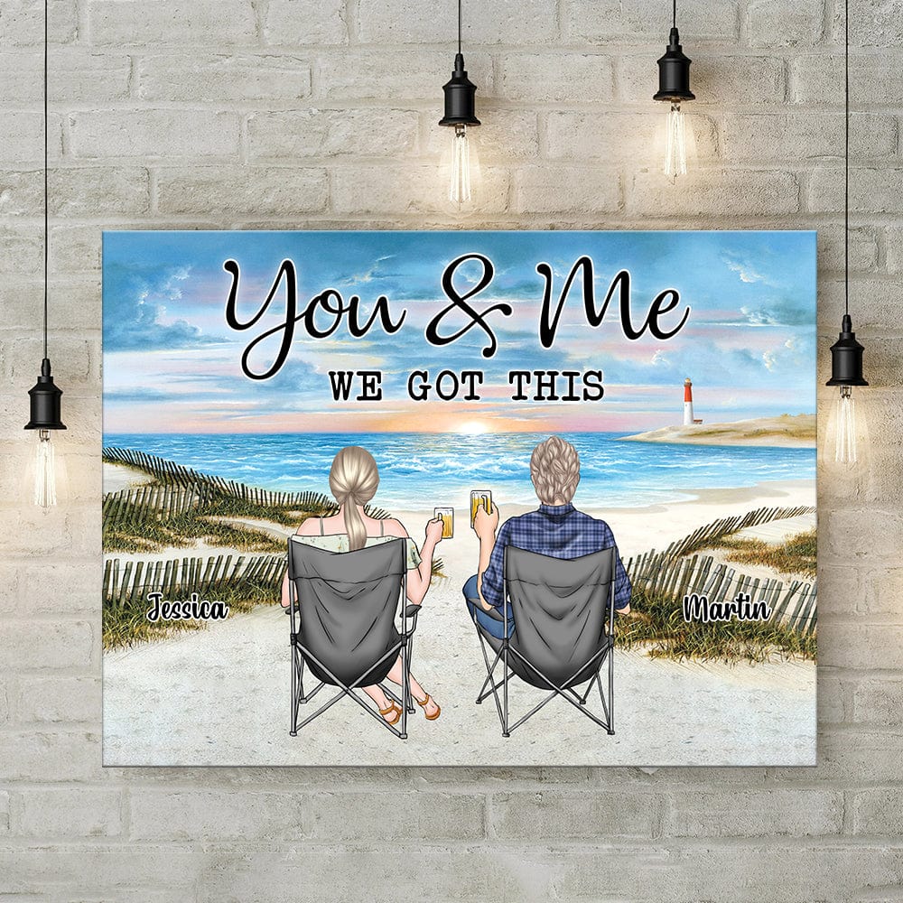 Back View Couple Sitting Beach Landscape Canvas Personalized Gift DA199 889968 - Image 3