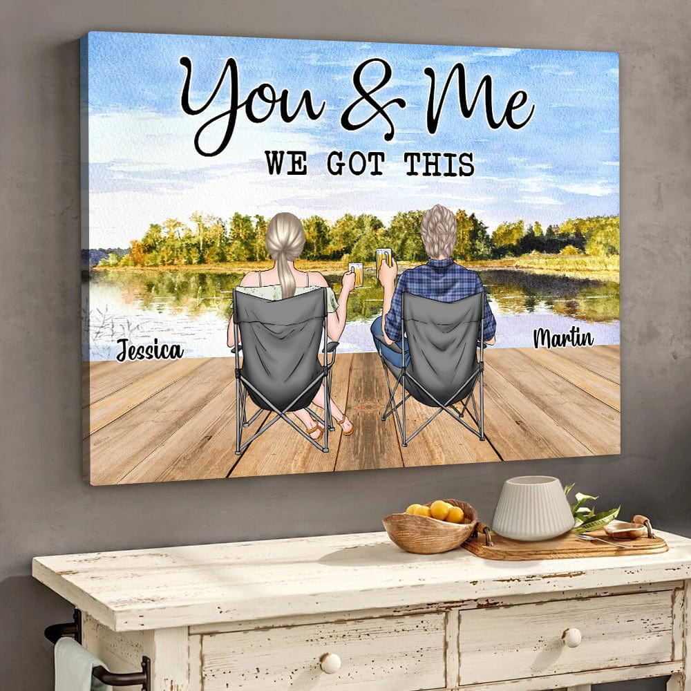 Back View Couple Sitting Beach Landscape Canvas Personalized Gift DA199 889968 - Image 4