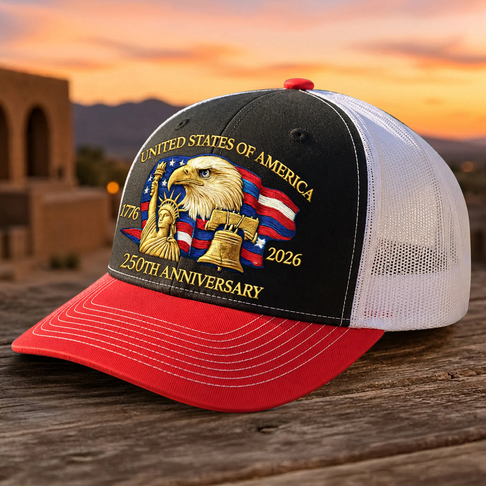 Bald Eagle United States Of America 250th Anniversary Embroidered Trucker Hat HO82 902870 - Image 5