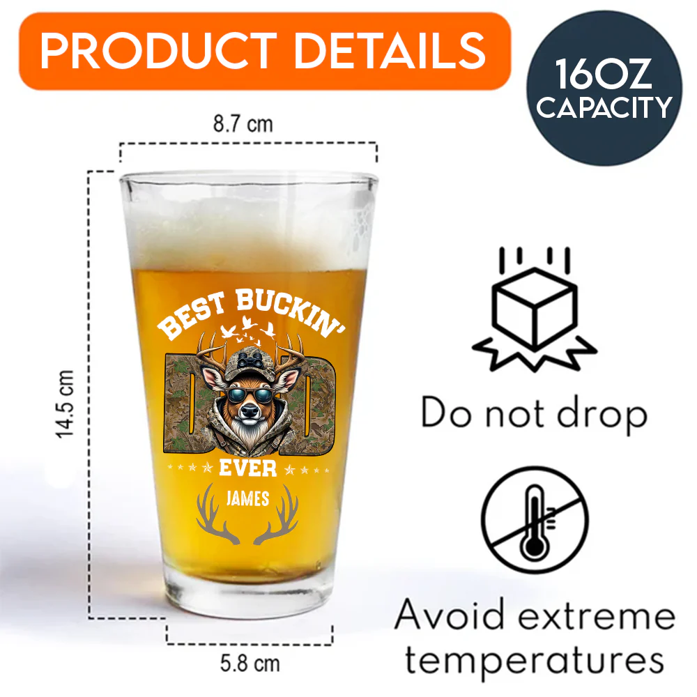 Best Buckin' Dad Hunter Dad Family Beer Glass For Hunter Lovers HO82 893808 - Image 7