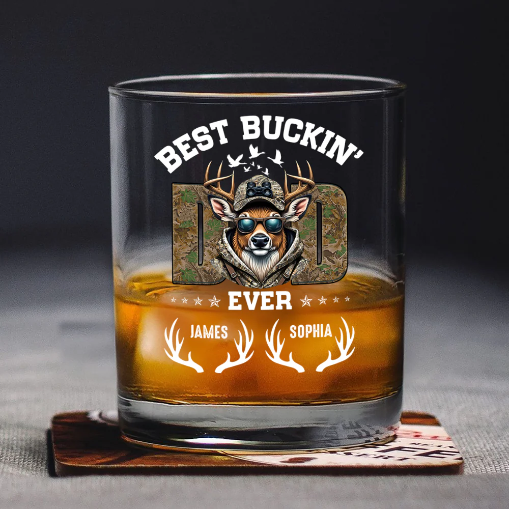 Best Buckin' Dad Hunter Whiskey Glass Personalized Gift For Hunter, Dad HO82 893806 - Image 3
