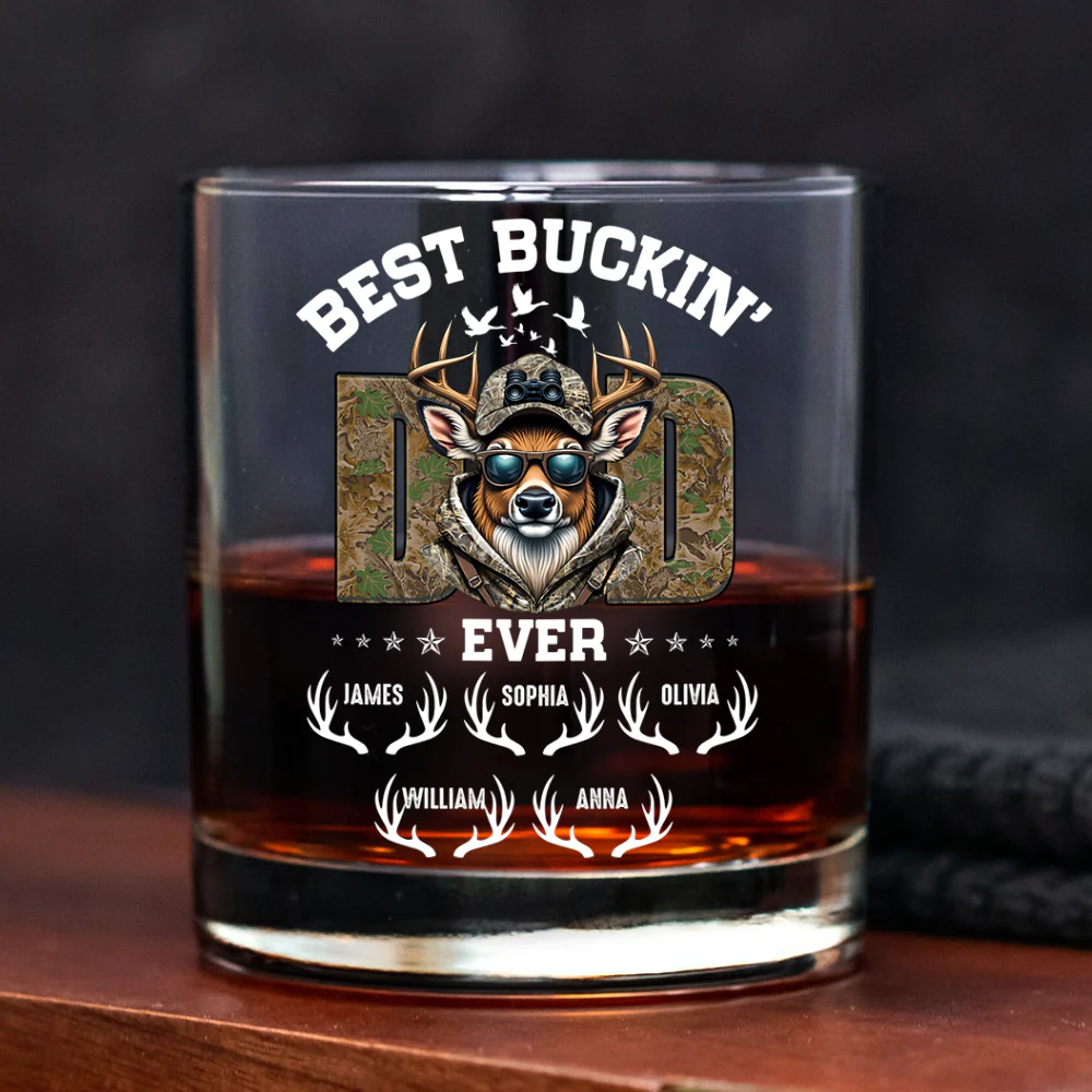 Best Buckin' Dad Hunter Whiskey Glass Personalized Gift For Hunter, Dad HO82 893806 - Image 6