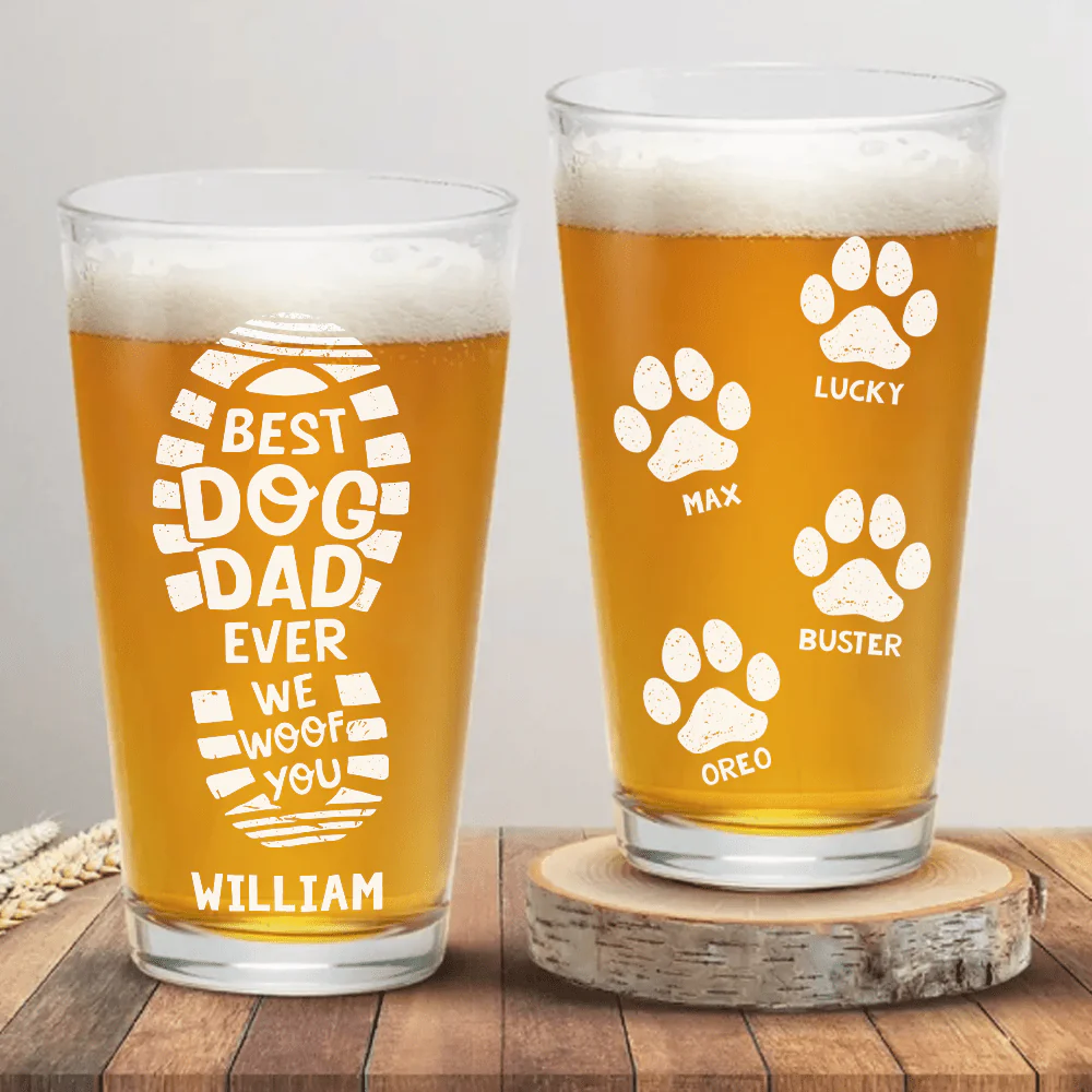 Best Dog Dad Ever Print Beer Glass Personalized Gift HO82 890536