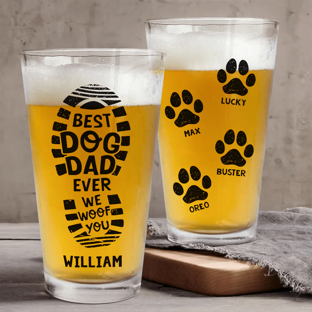 Best Dog Dad Ever Print Beer Glass Personalized Gift HO82 890536 - Image 2