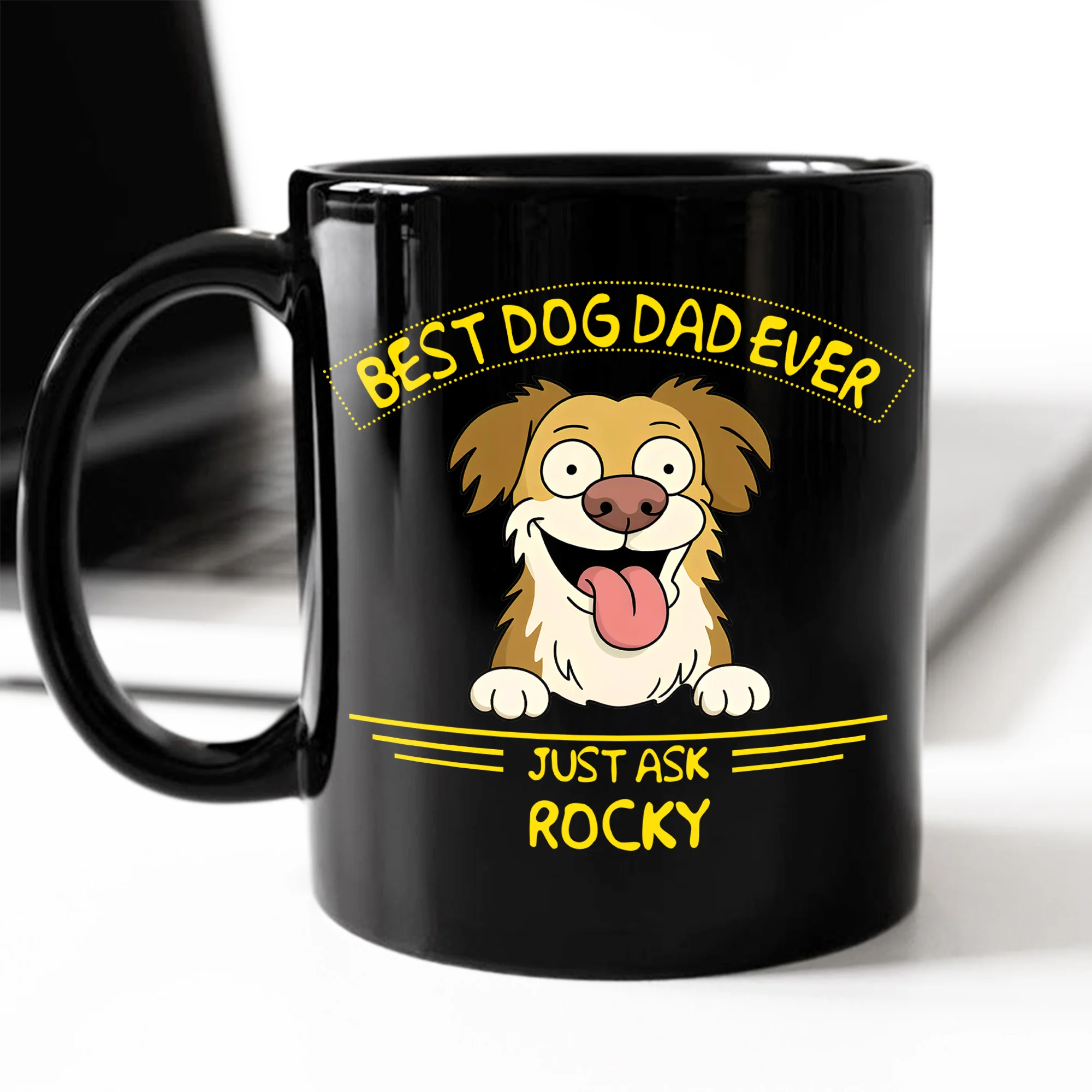 Best Dog Dad/Mom Ever Black Mug Gift For Dog Lovers HO82 893724 - Image 2