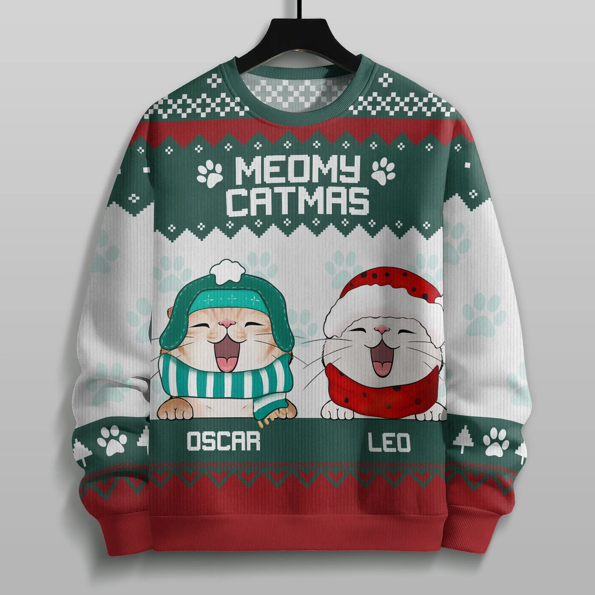 Personalized Cat Meowy Catmas Christmas Cats All-Over-Print Ugly Sweater - Best Christmas Gift Idea For Cat Lover, Cat Mom, Cat Dad HO82 891717 - Image 3