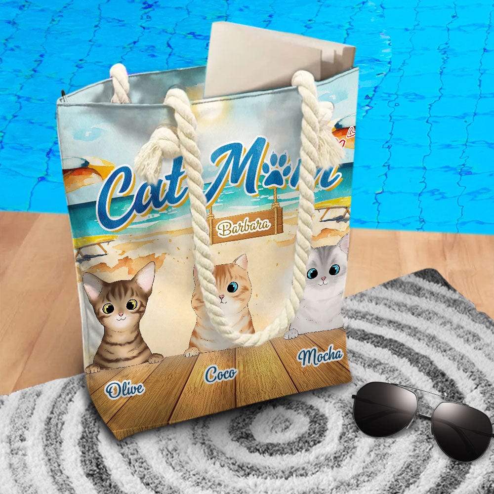 Cat Mom For Cat Lovers Beach Tote Bag Personalized Gift HO82 891202 - Image 3