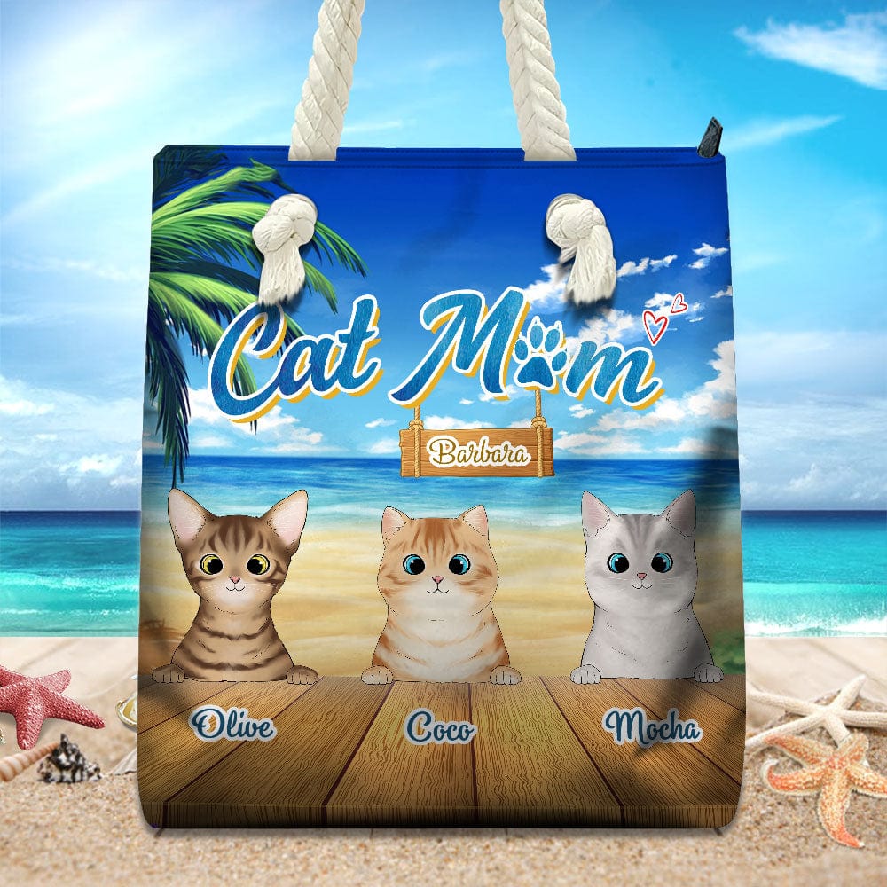 Cat Mom For Cat Lovers Beach Tote Bag Personalized Gift HO82 891202 - Image 4