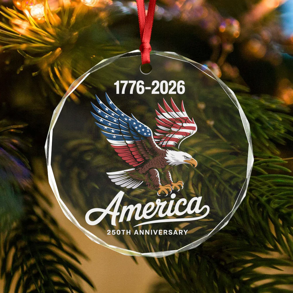 Celebrate 250 Years of America USA Anniversary 1776-2026 Glass Ornament HO82 894522 - Image 3