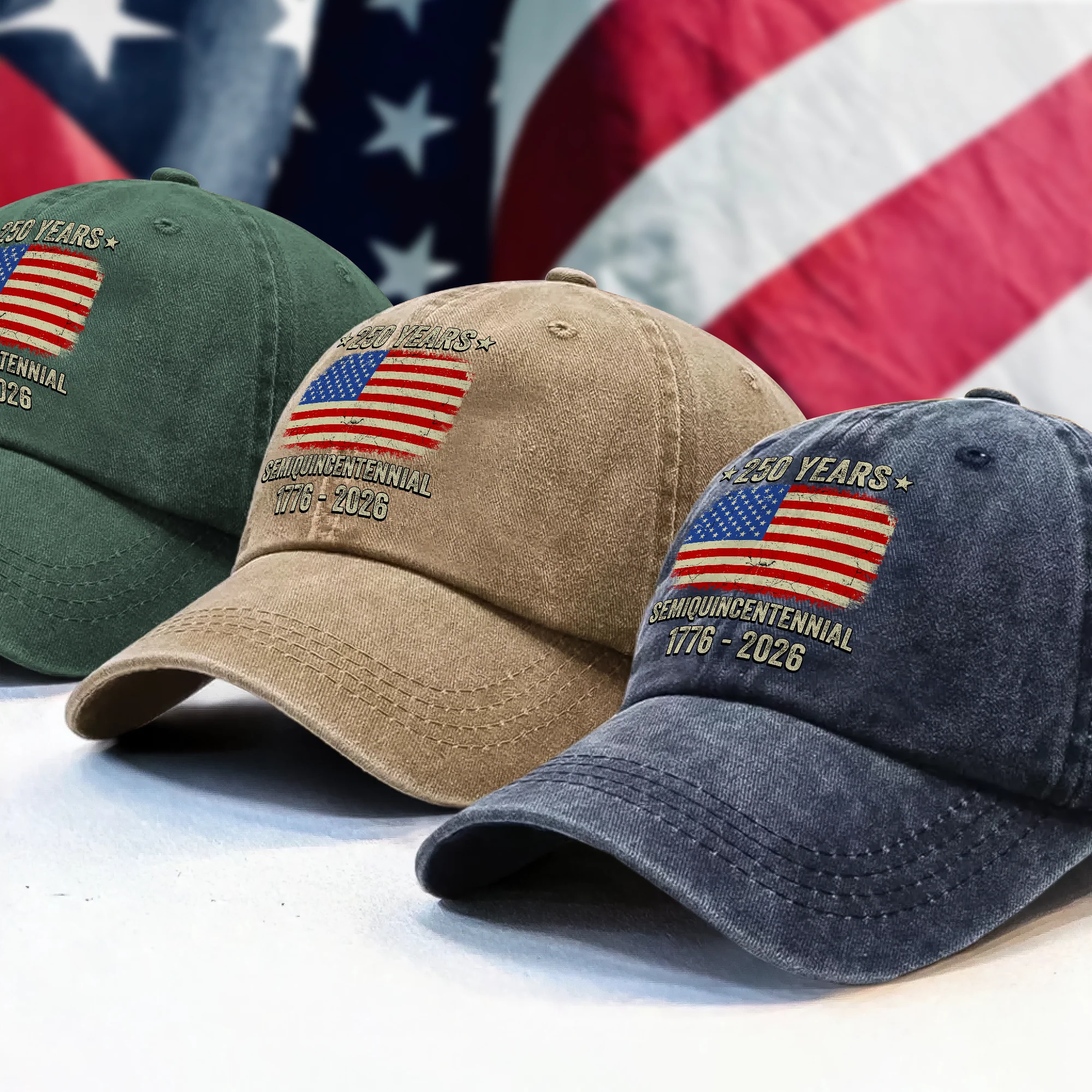 Celebrate 250th Anniversary United States Semiquincentennial Washed Denim Baseball Cap HO82 894768 - Image 3
