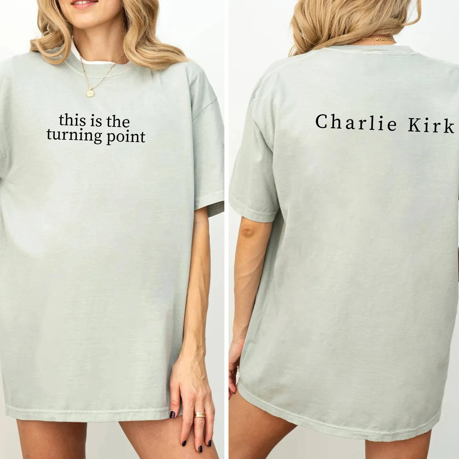 Charlie Kirk "This Is The Turning Point Quote" Back And Front Shirt HO82 65780 - Image 3