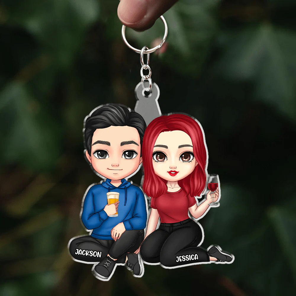 Couple Sitting Together Anniversary Gift For Couples Acrylic Keychain TA29 890074 - Image 3