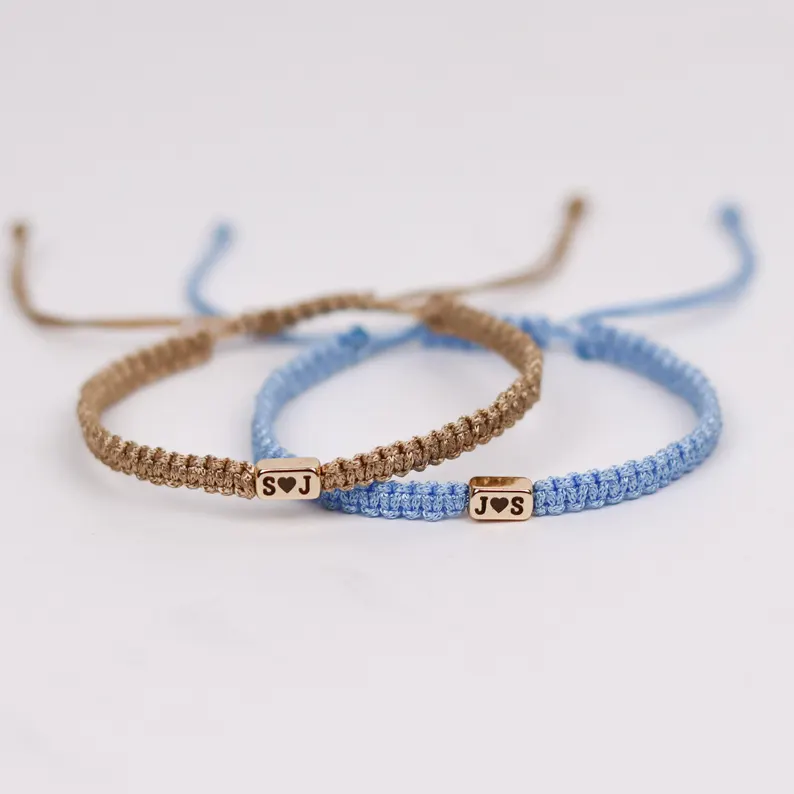 Custom 2 Pieces Initials Engraved Bracelet With Heart, Matching Jewelry For Couples HO82 901172 - Image 3