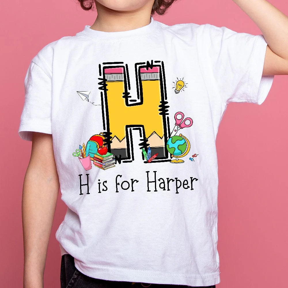 Custom Alphabet Kid Boy Name For School Bundle Back To School Kid Size Shirt Personalized Gift HO82 891182 - Image 4