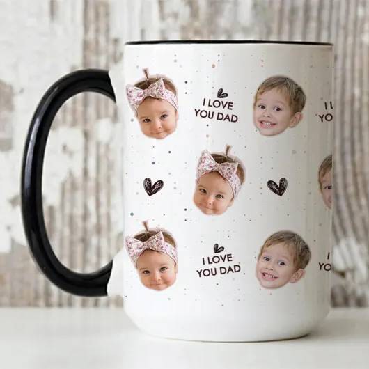 Custom Baby Face Mug I Love You Dad Accent Mug -  Father’s Day Gift, Dad Coffee Cup, Gift from Kids HO82 902498 - Image 3