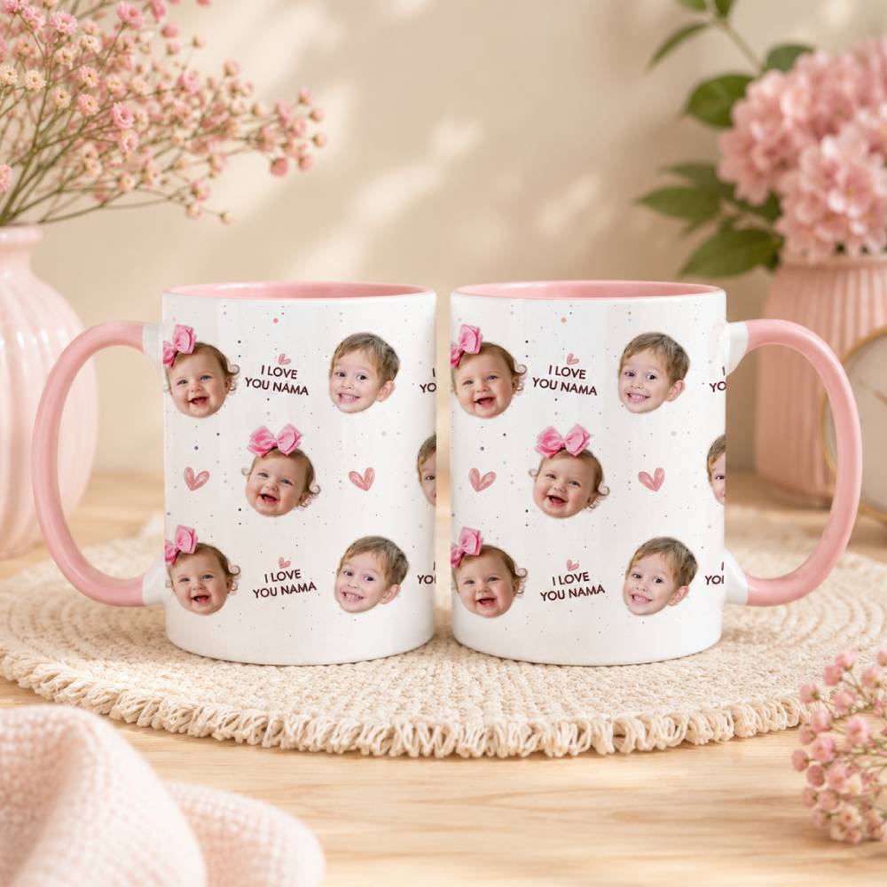 Custom Baby Face Mug I Love You Dad Accent Mug -  Father’s Day Gift, Dad Coffee Cup, Gift from Kids HO82 902498 - Image 5
