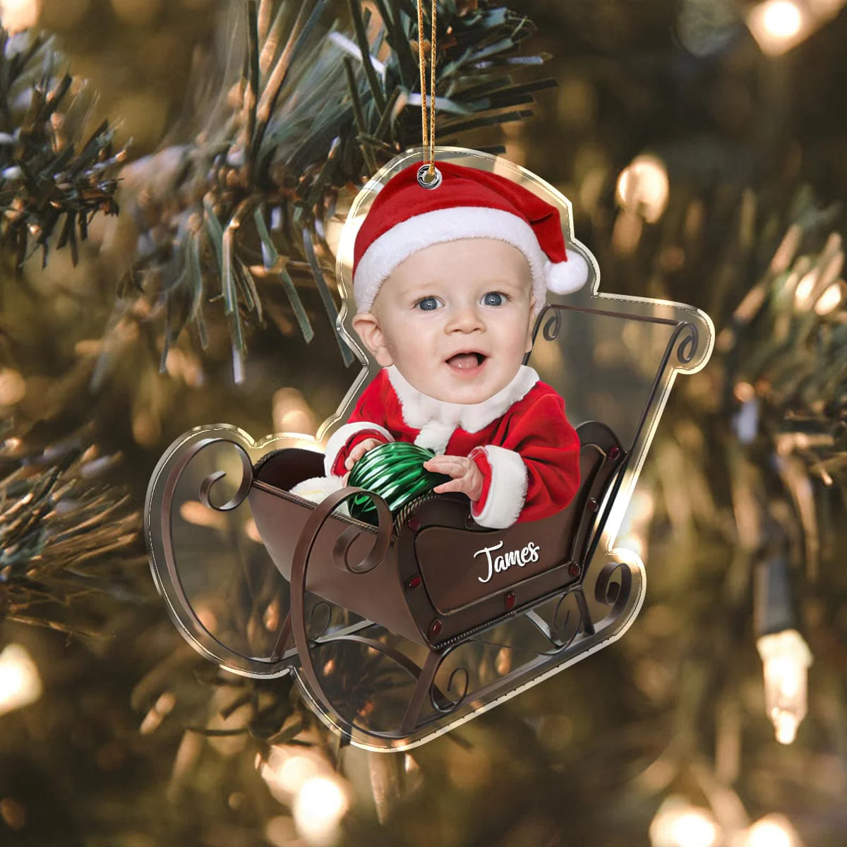 Custom Baby Face Red Wagon Personalized Acrylic Ornament HO82 891060 - Image 3