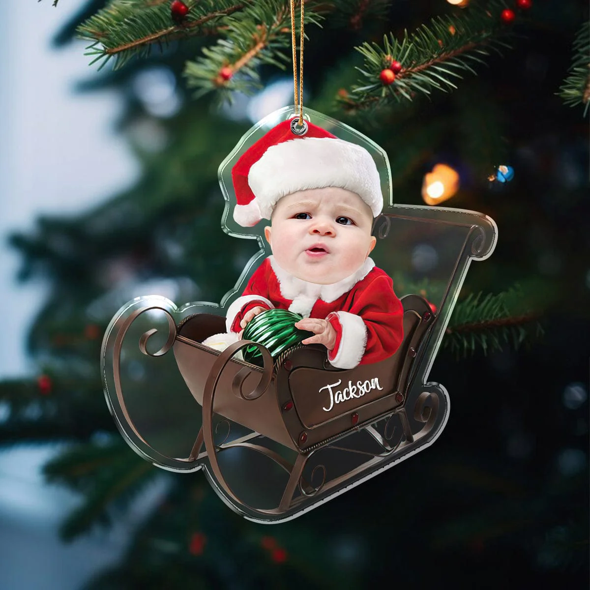 Custom Baby Face Red Wagon Personalized Acrylic Ornament HO82 891060 - Image 4
